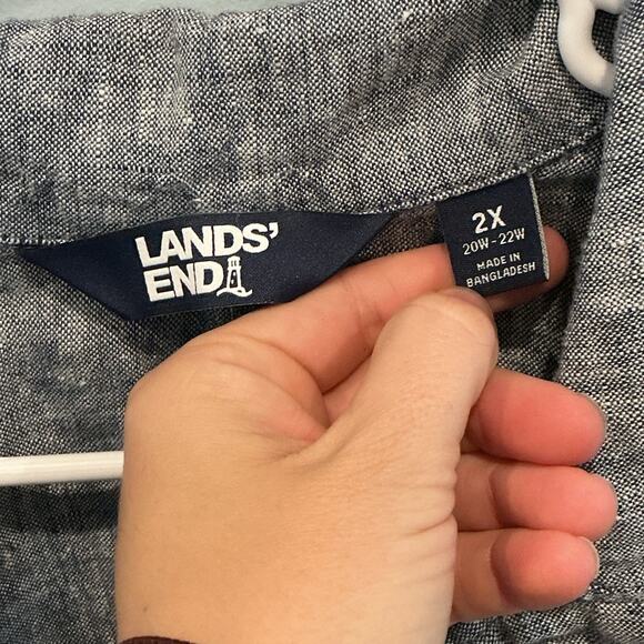 Lands End Womens Chambray Linen Jacket Plus Size 3X Long Chore Coat Transitional - Picture 2 of 10